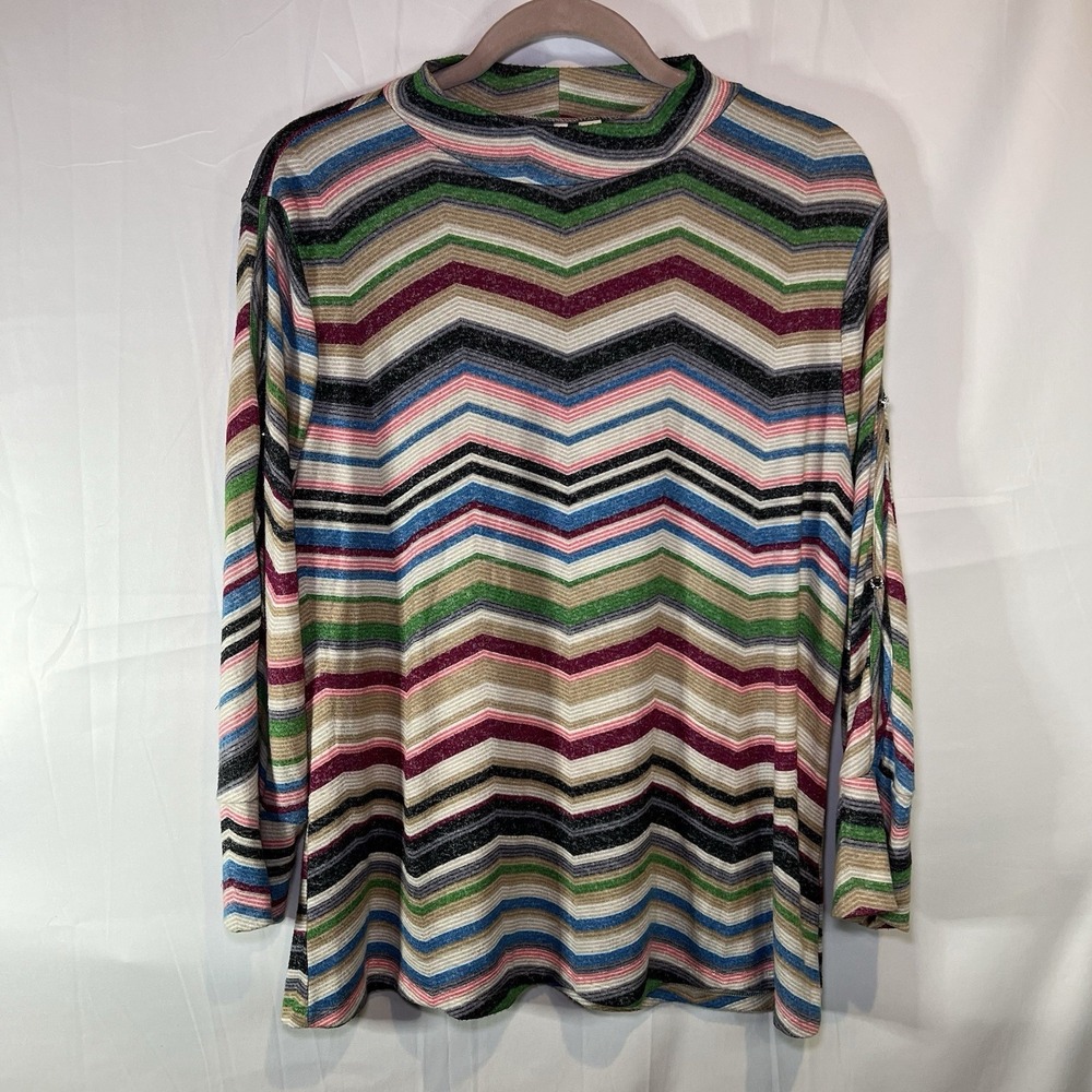 Cato Women XL‎ Pullover Mock Neck Sweater with Sleeve Cutouts Bling